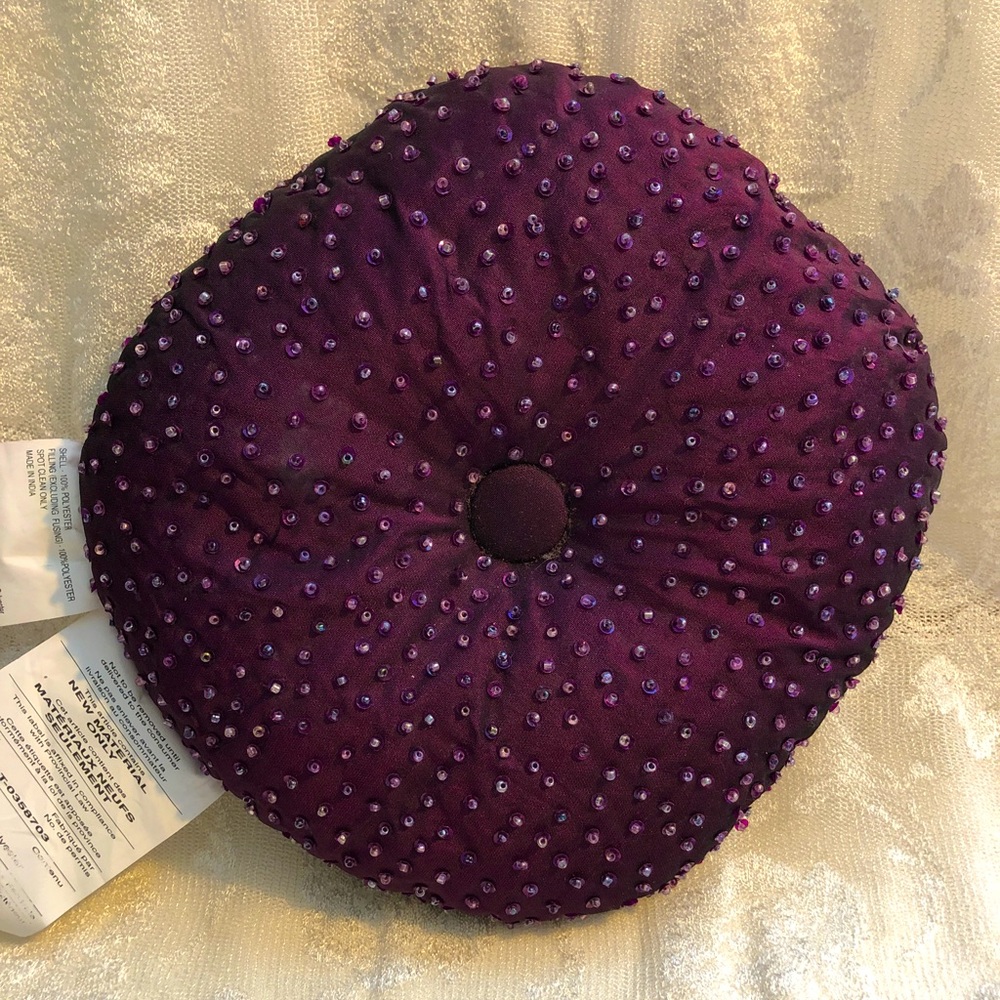 Purple Beaded Accent or Boudoir Pillow